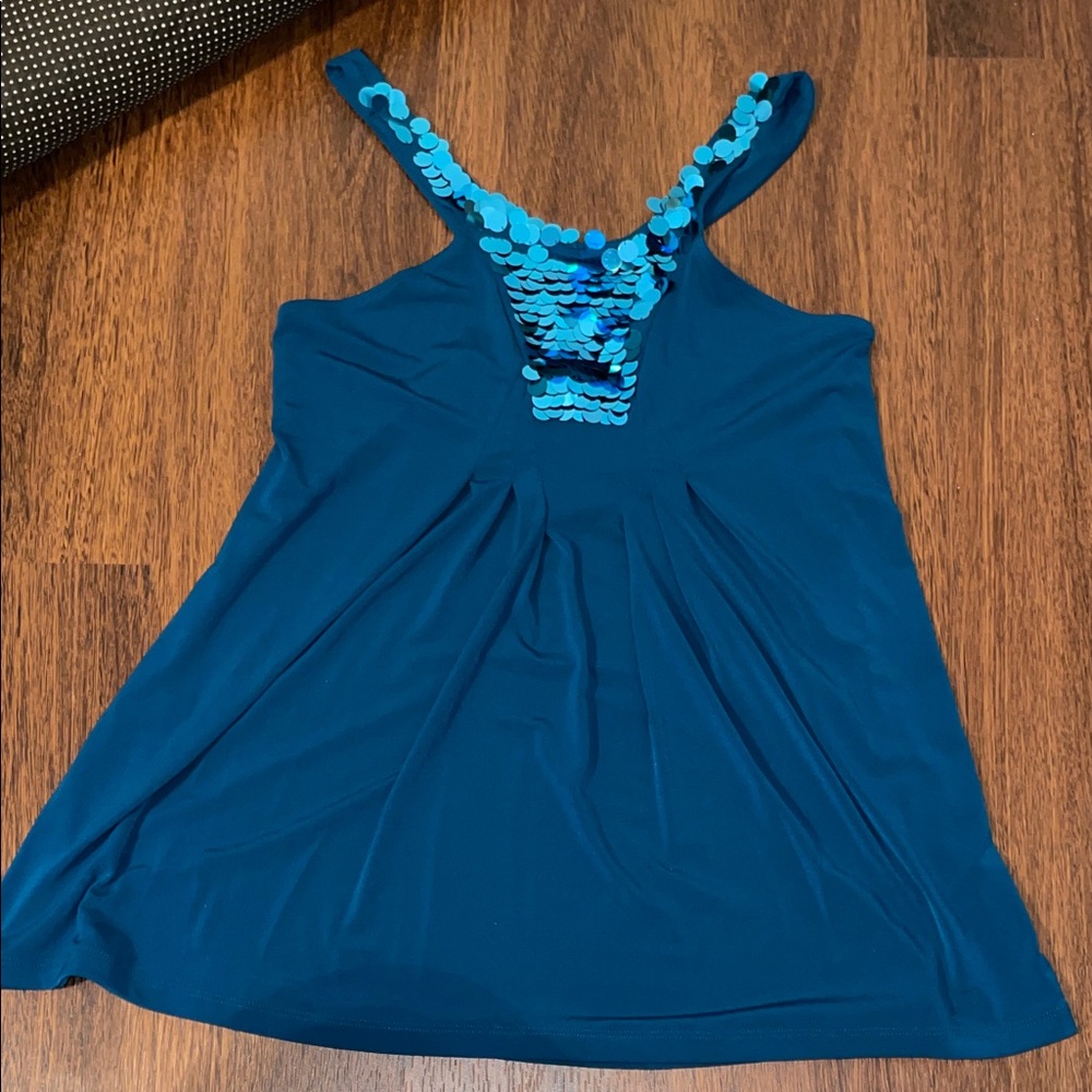 Express Dark Blue Camisole with Aqua Sequins